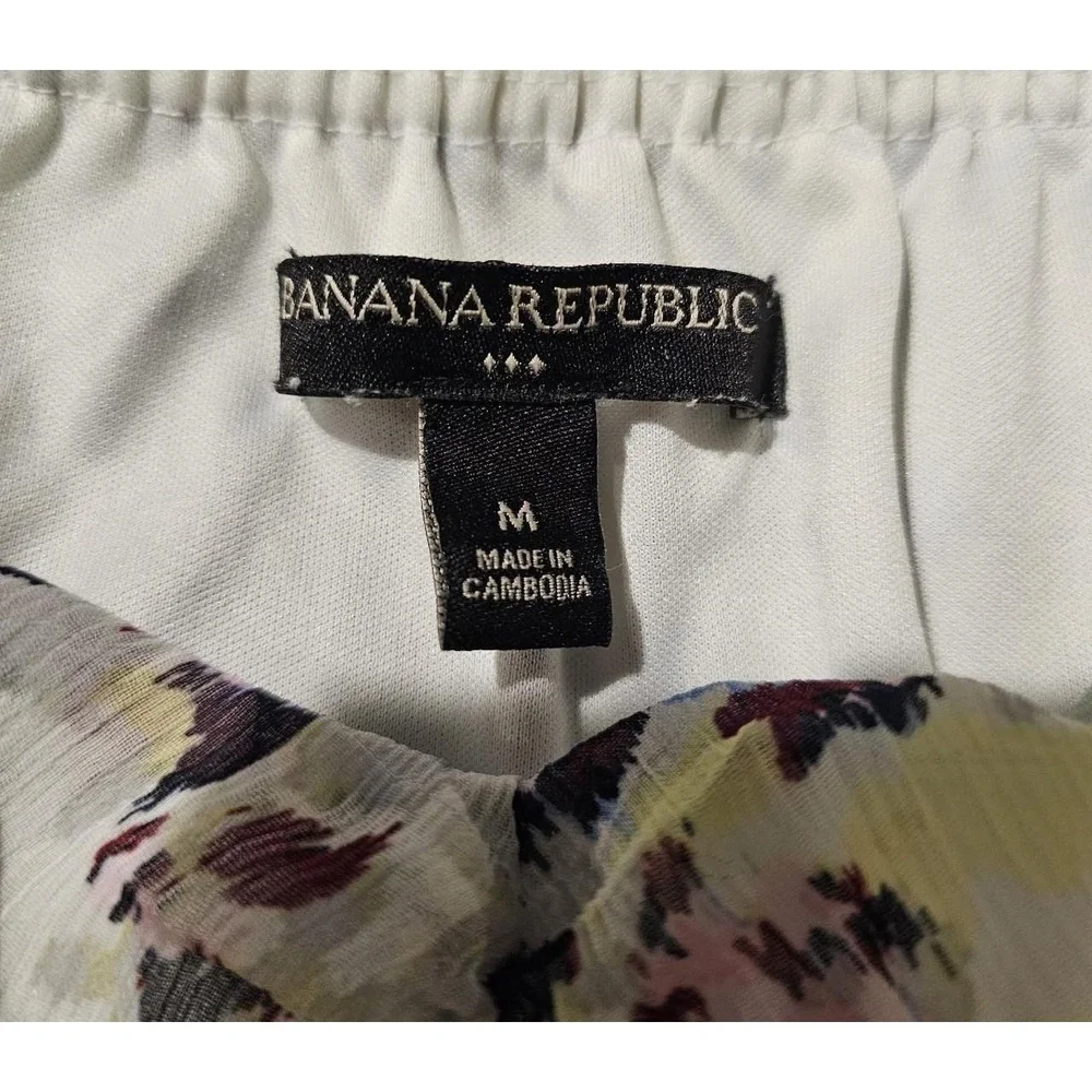 BANANA REPUBLIC Off‎ The Shoulder Floral Ruched Puff Sleeve Top Medium